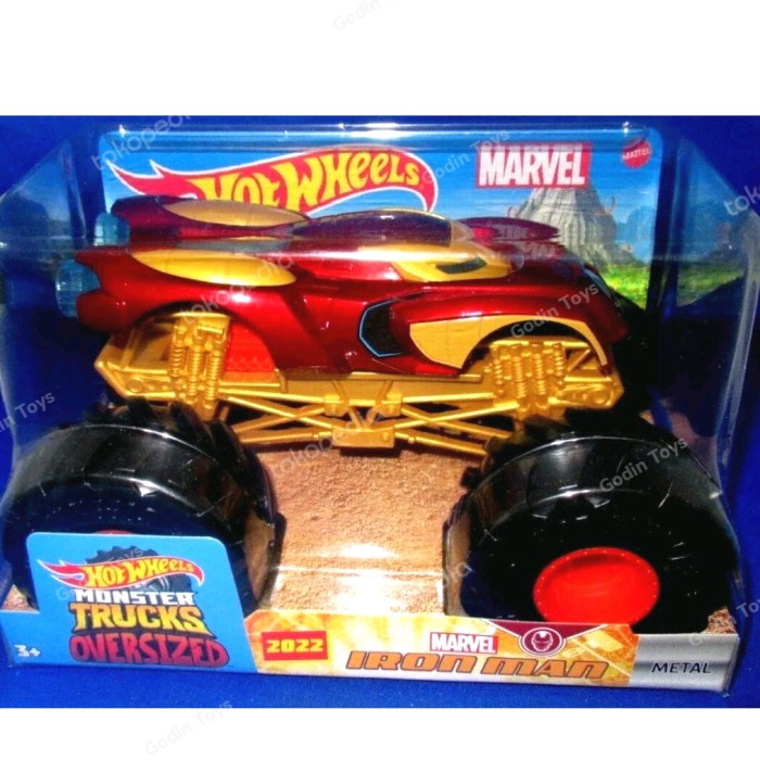 ✅COD 1/24 Monster Trucks Marvel Iron Man Avengers Ironman Truck Hot Wheels Terbatas