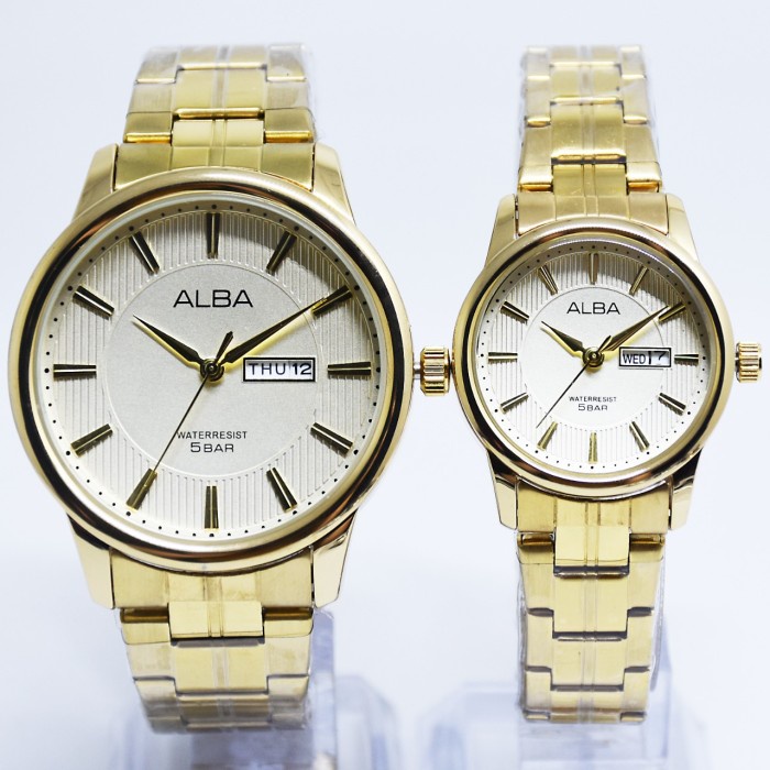 ✅New Ori Jam Tangan Alba Couple Rantai Gold Date Day Active Limited