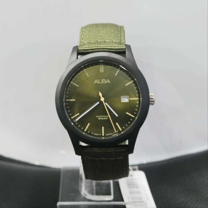 ✅New Ori Jam Tangan Pria Alba As9K57X1 As9K57 Green Nylon Original Ori Terbaru