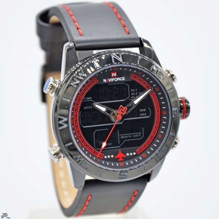✅New Ori Naviforce Nf9144Mb Dual Time Jam Tangan Pria Original Hitam Diskon