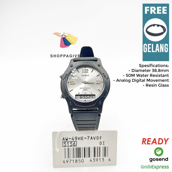 ✅New Ori Jam Tangan Pria Original Casio Aw-49He-7Avdf Bergaransi Free Masker Limited