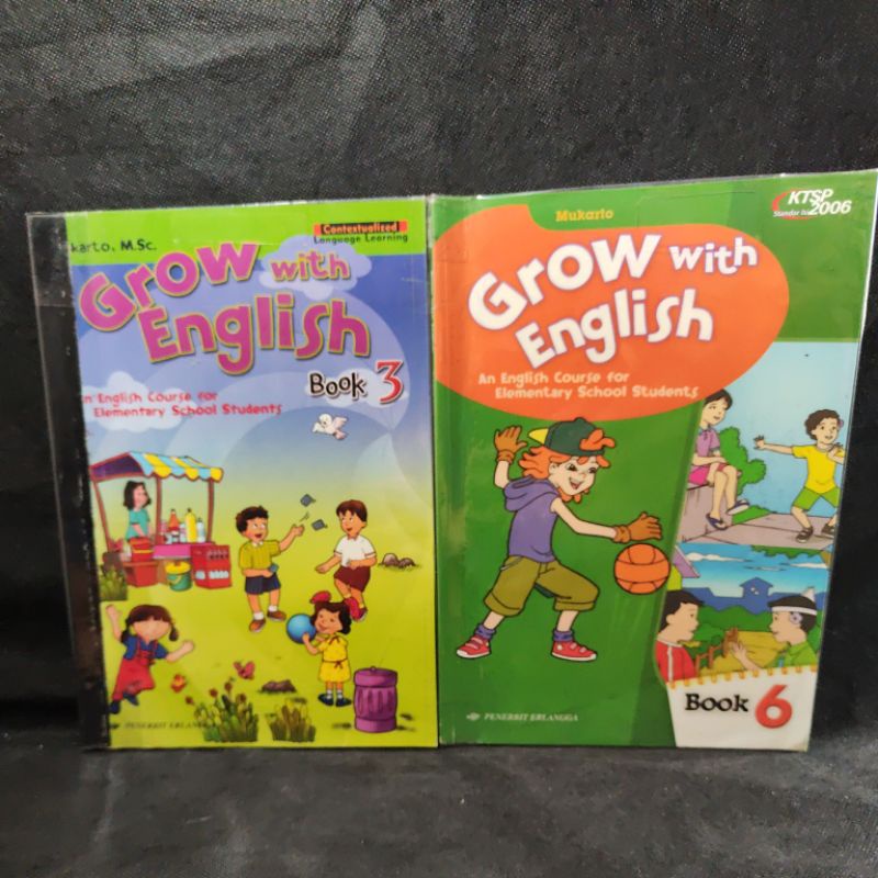 Buku Grow With English kelas 3, 6, III, VI, SD, Erlangga, Mukarto, KTSP 2006.