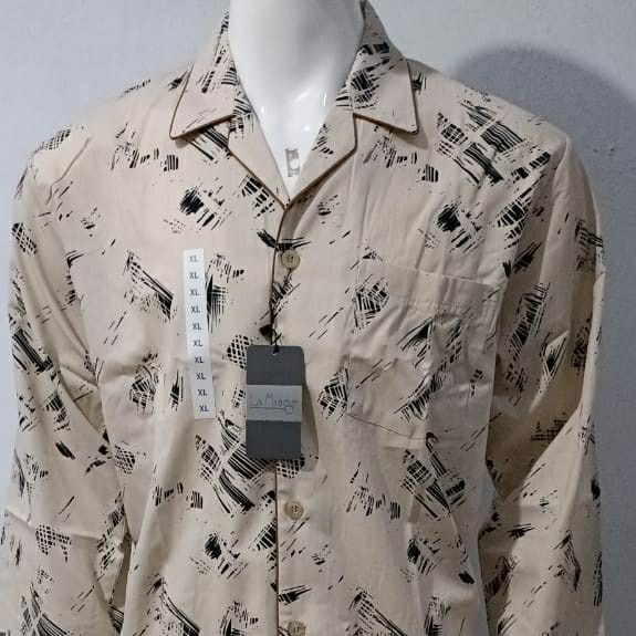 [COD] Piyama Lengan Panjang Katun Pria La Mirage Coklat Biru Abstrak Diskon