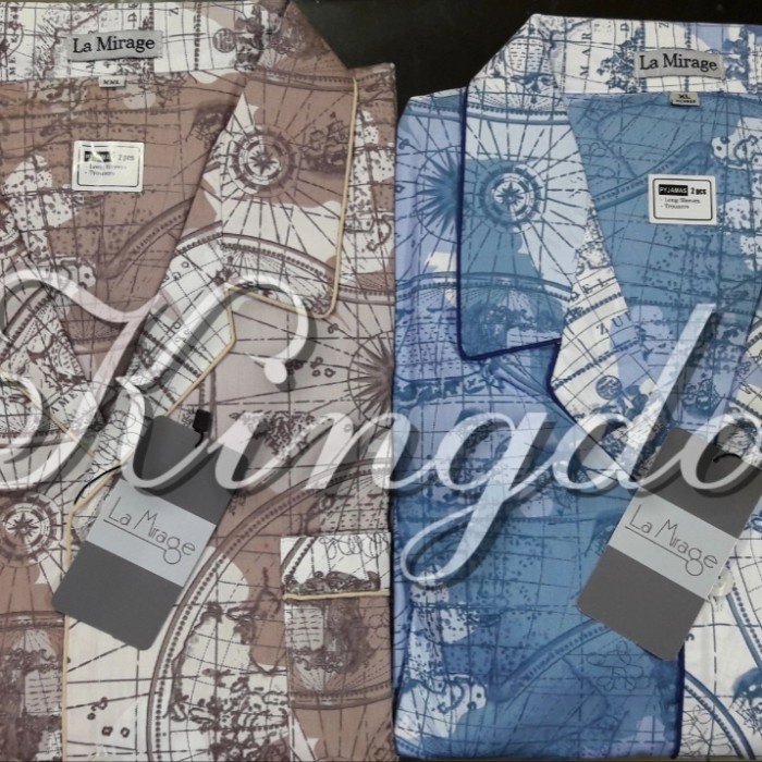 [COD] Piyama Katun Pria Lengan Pendek La Mirage Peta Dunia Berkualitas