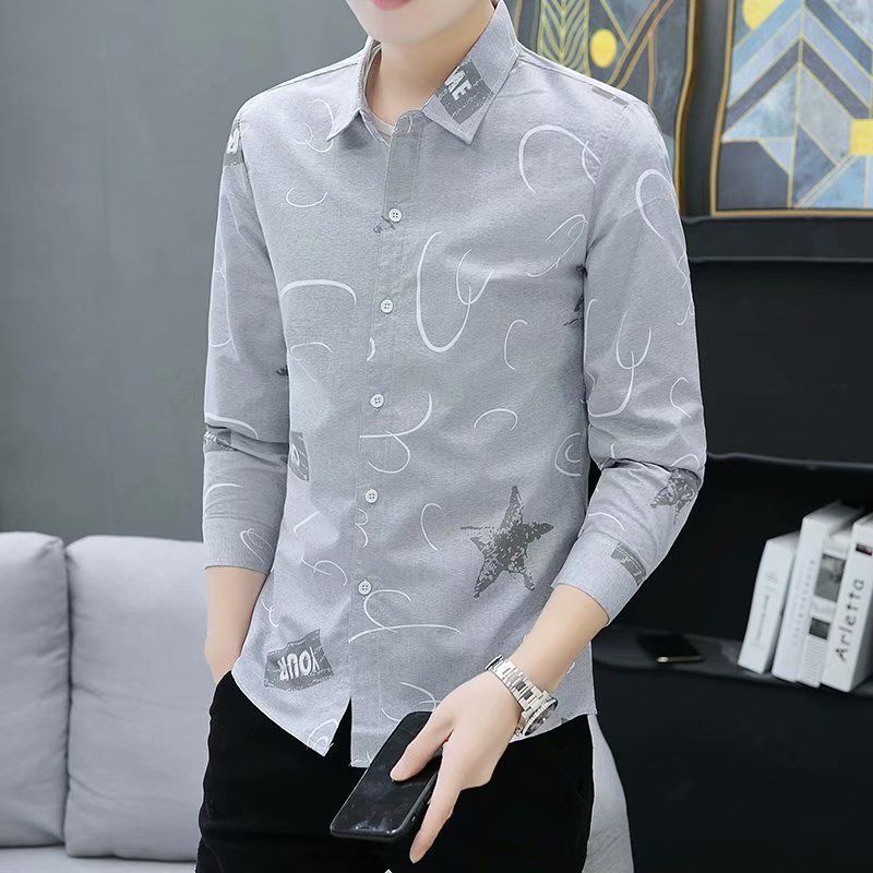 Kemeja Pria/Premium/Keren/Terbaru Shirt Men'S Korean Style Trendy Long-Sleeve Slim Fit
