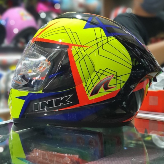 ✅Sale Helm Full Face Ink Cl Max Seri #3 Black Blue Yellow Berkualitas