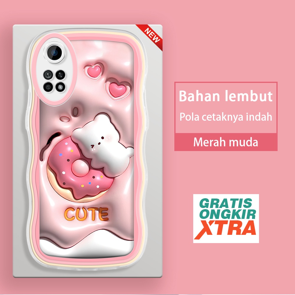 Infinix Note 11 12i 30 Pro hot 20s 30i 30 Play Smart 6 HD  Casing Ponsel  Pola Kelinci Cinta Donut 3