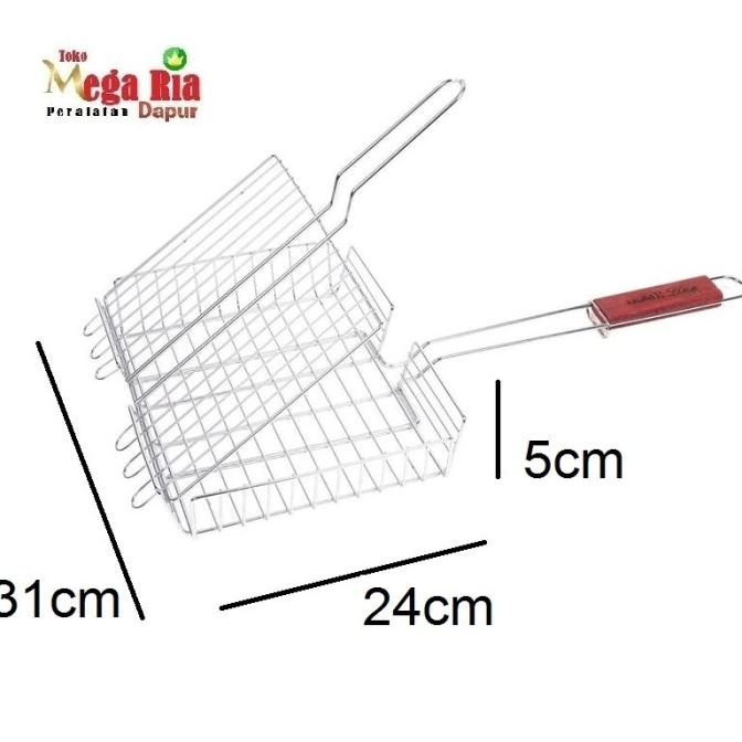 Grill Pan Panggangan Jepit Keranjang Alat Panggang / Roti Bakar Pritadavinyshop