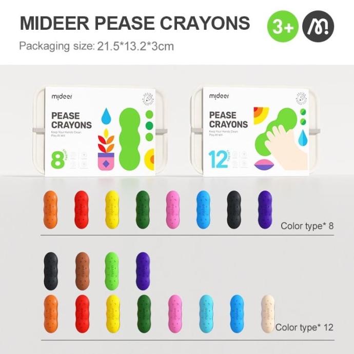 

Mideer Washable Beeswax based Pease Crayon 8/12
