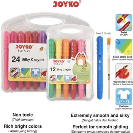

SILKY CRAYON JOYKO/ KRAYON HALUS BS CAT AIR/ WATER COLORS 12 /24 WARNA