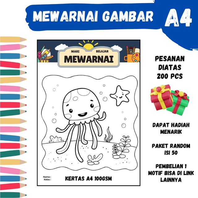 

Mewarnai Gambar A4 Motif 4 LizaStore - PAUD, TK, SD