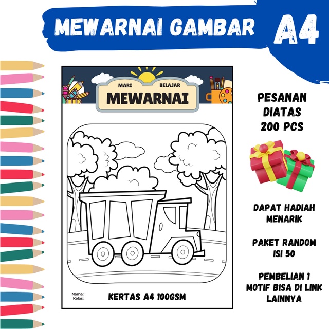 

Mewarnai Gambar A4 Motif 47 LizaStore - PAUD, TK, SD