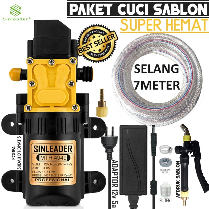 ✅New Ori Pompa Cuci Sablon Super Hemat Tekanan Tinggi Otomatis - Sinleader 4949 Limited