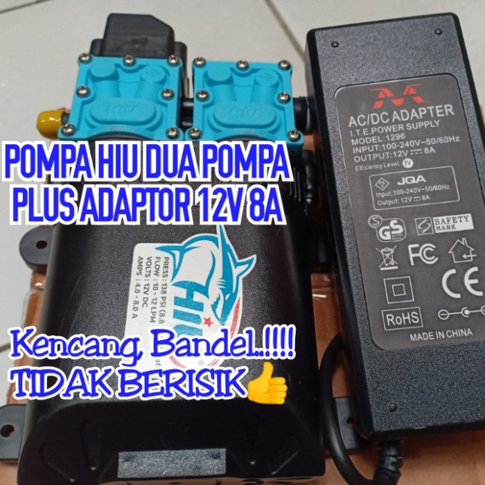 ✅New Ori Pompa Air Dc Pompa Hiu Dual Pump Dan Adaptor 8A Berkualitas