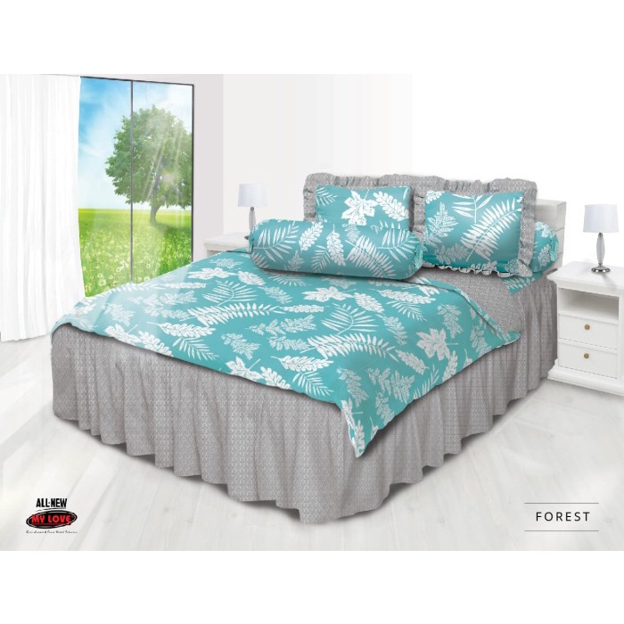 ✅Ori Sprei My Love Rumbai 180 X 200 T30 R50 Motif Daun Hijau - Forest Terbatas