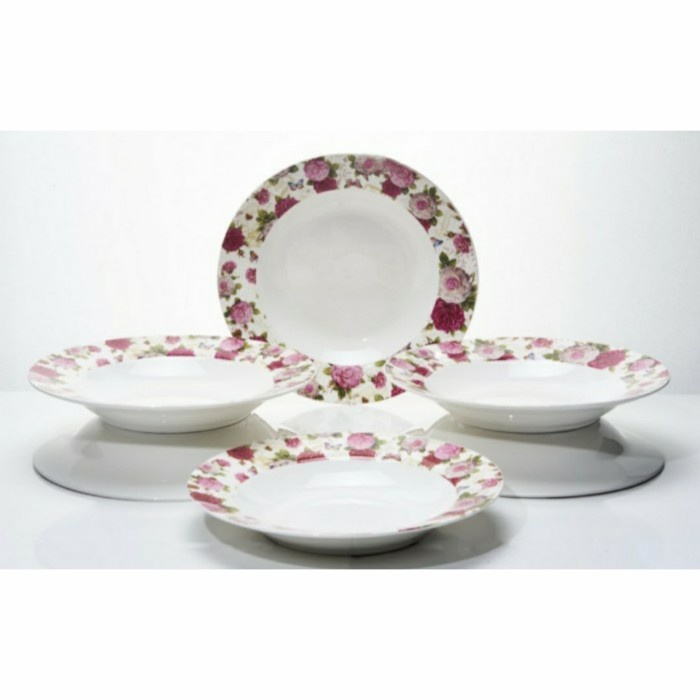 ✅Original Piring Makan Cekung Capodimonte 9 Inch  Motif Shabby Chic  Isi: 6 Pc Diskon