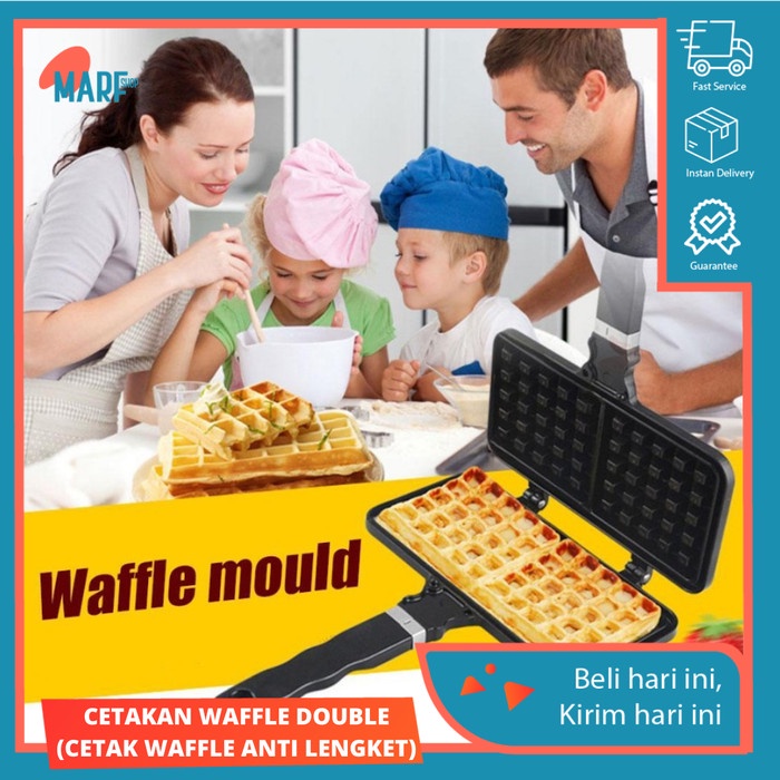 

✅Ready Cetakan Nampan Waffle Wafel Maker Double Kompor Penggorengan Waffle Diskon