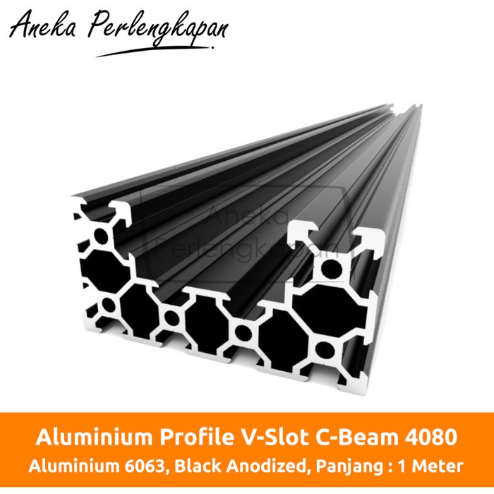 ✅Sale Aluminium Profile A6063 V Slot 4080 C Beam Linear Rail Cnc Black Terbaru