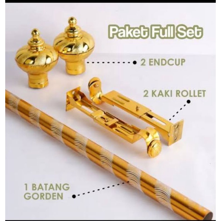 Tiang Gorden / Batang Horden Gold Full Set Ukuran 1 meter, 1,5 meter dan 2 meter