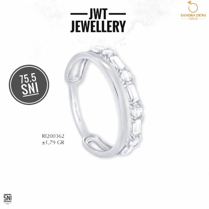 ✨Termurah Cincin Emas Putih Baguette Collection Sandra Dewi Gold Model Berlian Limited