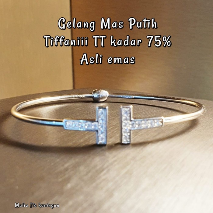 ✨Sale Gelang Tt Tifanniii Mas Putih Kadar 75 Asli Emas Gb517 Limited