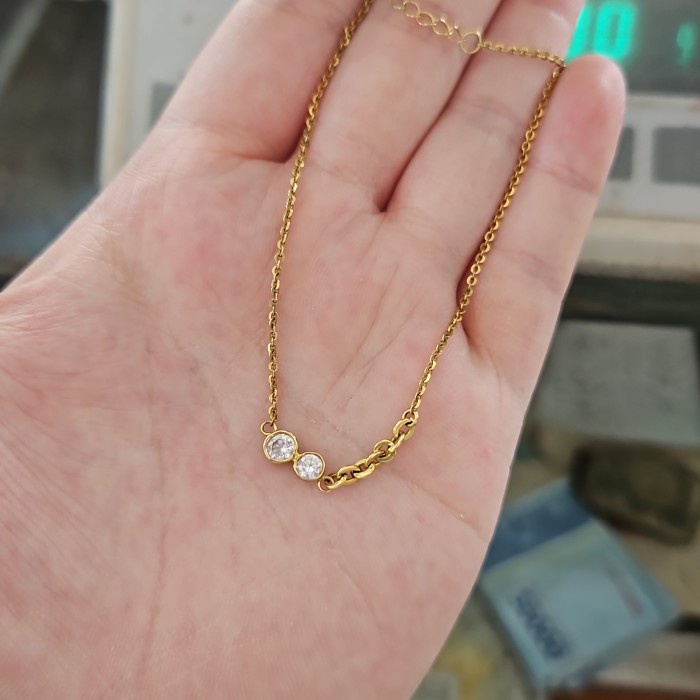 ✨Sale Kalung Rantai Bintang Star Mata Putih Emas Asli Ubs 375 Muda Gold Berkualitas