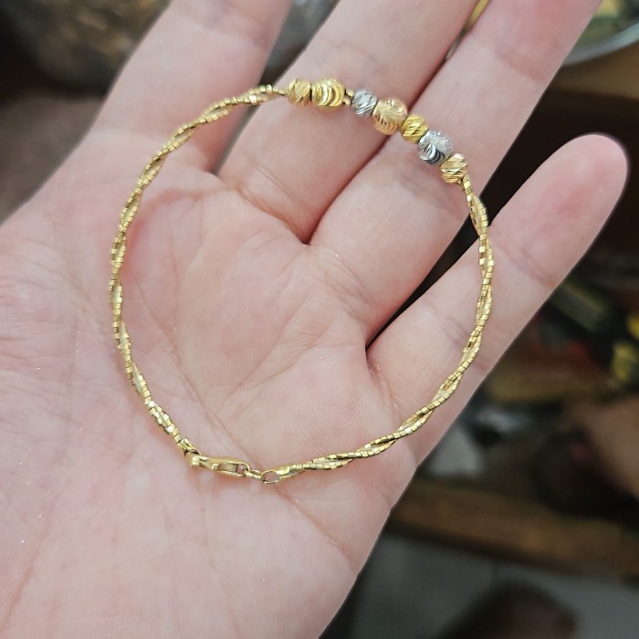 ✨Sale Bangle Gelang Oval Pentol Bola Pasir Rose Gold Emas Asli 700 70 Ubs Limited