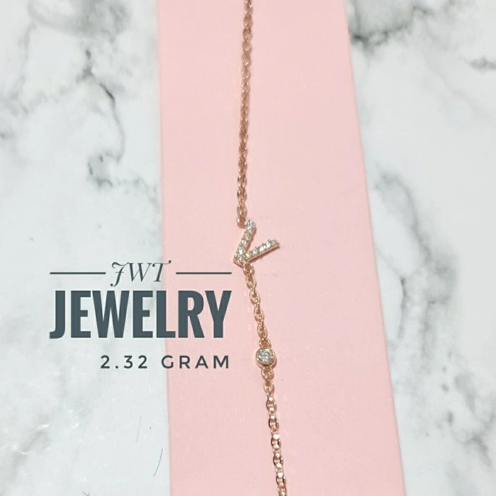 ✨Sale Gelang Emas Trixie Huruf V Alphabet Initial Fashion Diskon