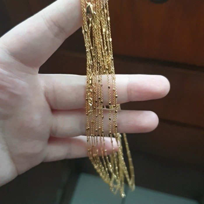 ✨Sale Kalung Jedar Gold Kuning Emas Asli Tipis Murah Muda 375 8K 42 Cm Hwt Terbatas