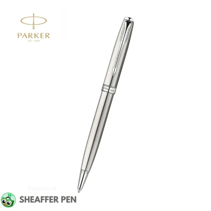 

✨Sale Parker Sonnet Stainless Steel Chrome Trim Ballpoint Pen Berkualitas