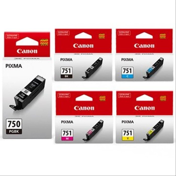 

✨Sale Tinta Canon 750 Pg 751 Cli Pgbk Bk C M Y Original Diskon
