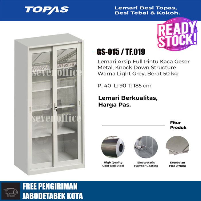 

✨Ready Lemari Besi Topas 18Hc-Gs-015 Filling Cabinet Document Sliding Door Terbatas