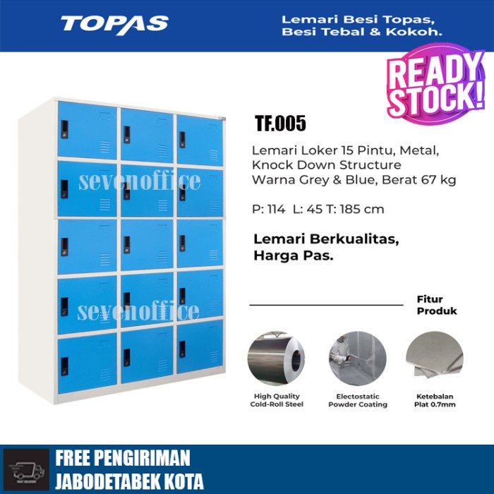 

✨Ready Lemari Besi Topas Tf 005 / Loker 15 Pintu / Lemari Loker Terbatas