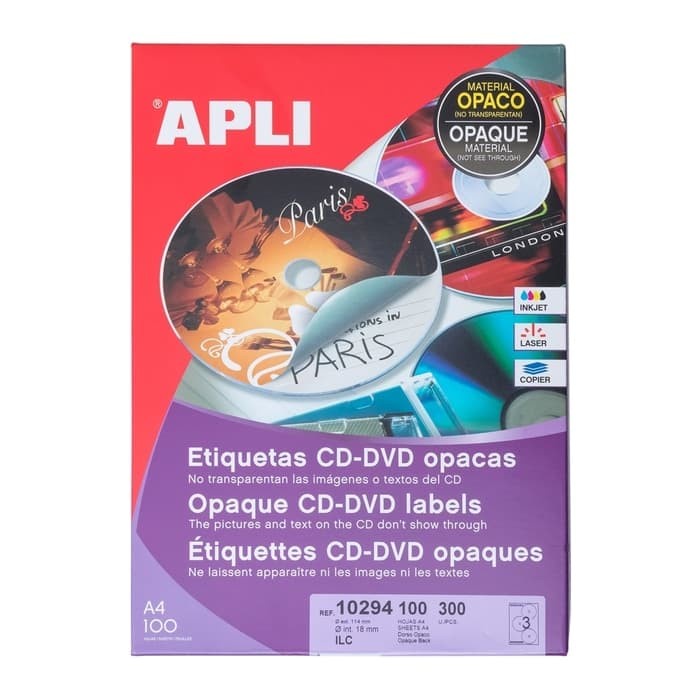 

✨Sale Apli Label Permanent Opaque Mega Cd/Dvd 300 Unit #10294 Terbatas