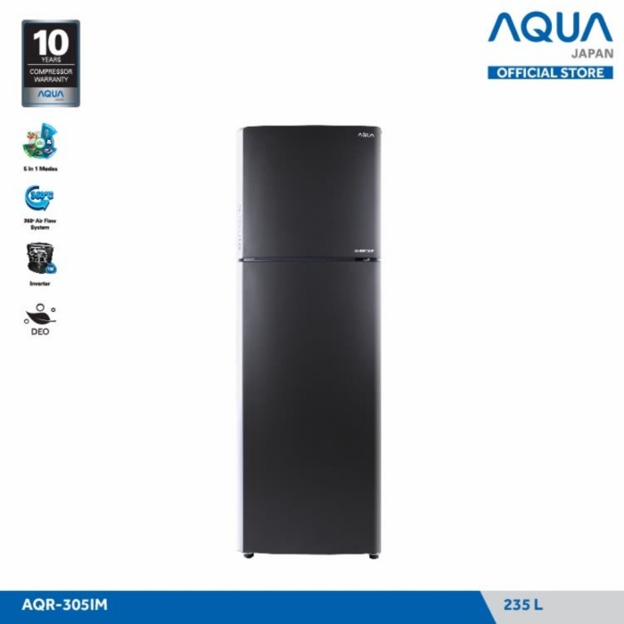 ✨Ready Aqua Kulkas 2 Pintu Aqr-D305Im Dark Silver Garansi Resmi Terbatas