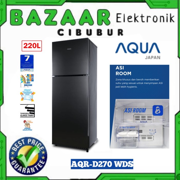 ✨Original Kulkas Aqua Aqr-D270Wds / Aqrd270Wds / Aqr-D270 Wds / Aqrd270 Box Asi Terbaru