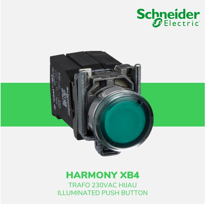 ✨Ori Schneider Electric Xb4 Illum Pushbutton Trafo 230Vac Hijau Xb4Bw3345 Berkualitas