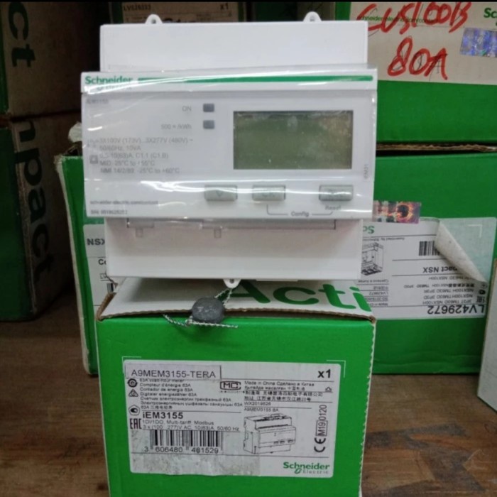 ✨Ori Kwh Meter Digital Schneider A9Mem3155-Tera Kwh Meter 3 Phasa 63A Limited