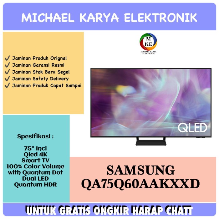 ✨New Samsung 75Q60A 75 Q60A Qled 4K Smart Tv Uhd Qa75Q60Aakxxd 75 Inch Terbaru