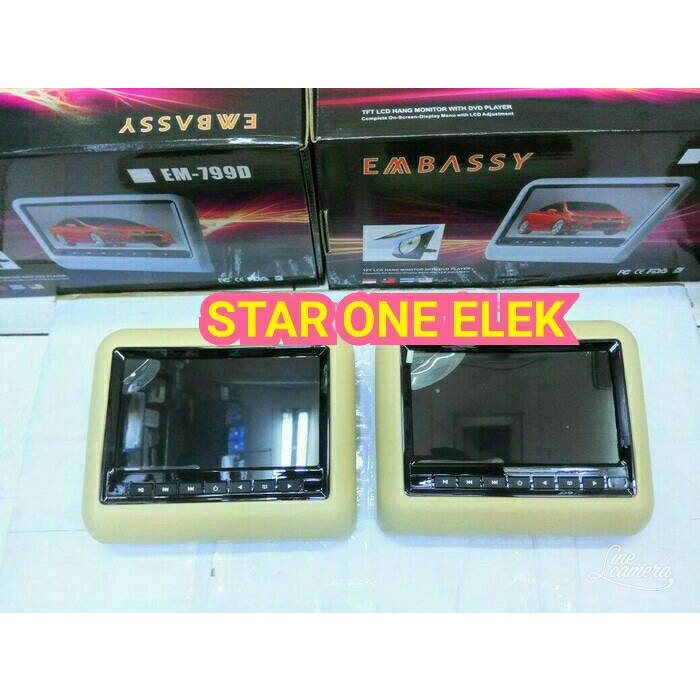 ✨New Tv Headrest Clip On 7 Inc Embassy Em-799D1 Pasang 2 Pic Kanan  Kiri Terbatas