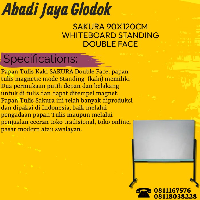

Sakura 90X120Cm Whiteboard Standing Double Face