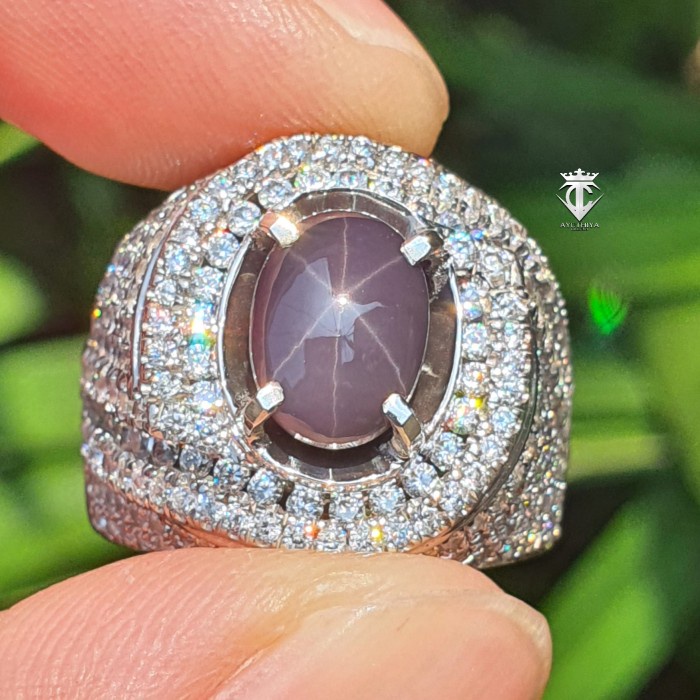 ✨Termurah Batu Natural Super Rare Purple Star Spinel Burma 4.44 Ct Nte Gri Memo Terbatas