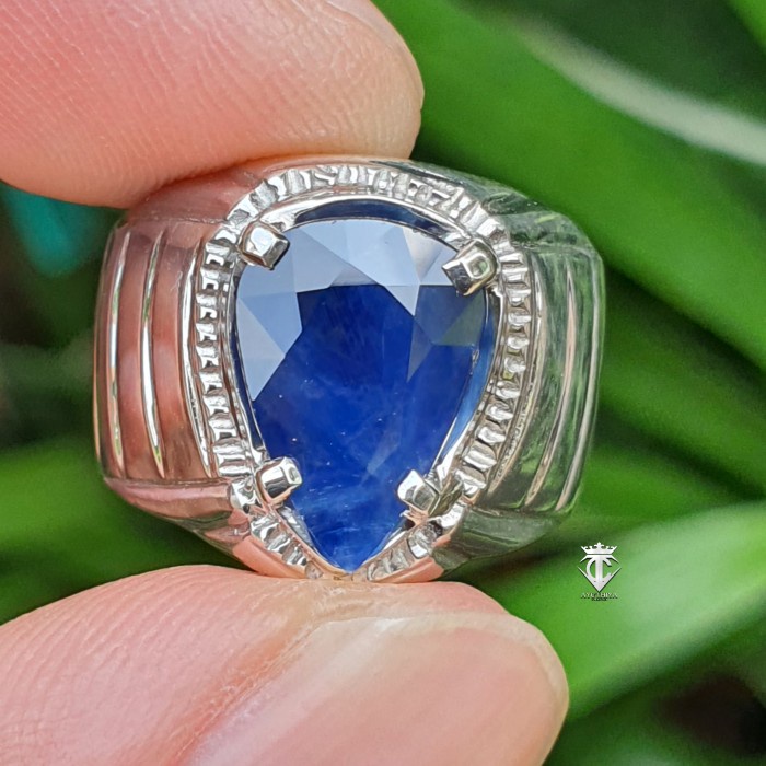 ✨Termurah Batu Permata Natural Pear Blue Sapphire Tanzania 3.17 Ct Heat Mri Memo Diskon