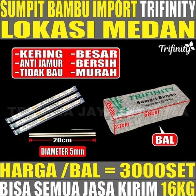 =+=+=+] Sumpit Bambu Panda Trifinity Higienis Halus Import Ball Jasa Krm Medan
