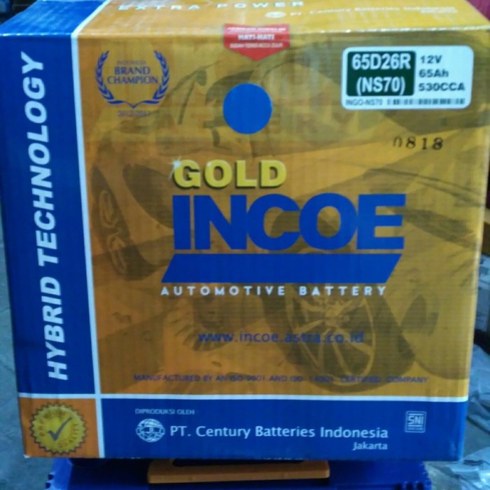 [Original] Aki Basah Mobil Merk Incoe By Astra Type Gold Ns70 12V 65Ah Terbaru