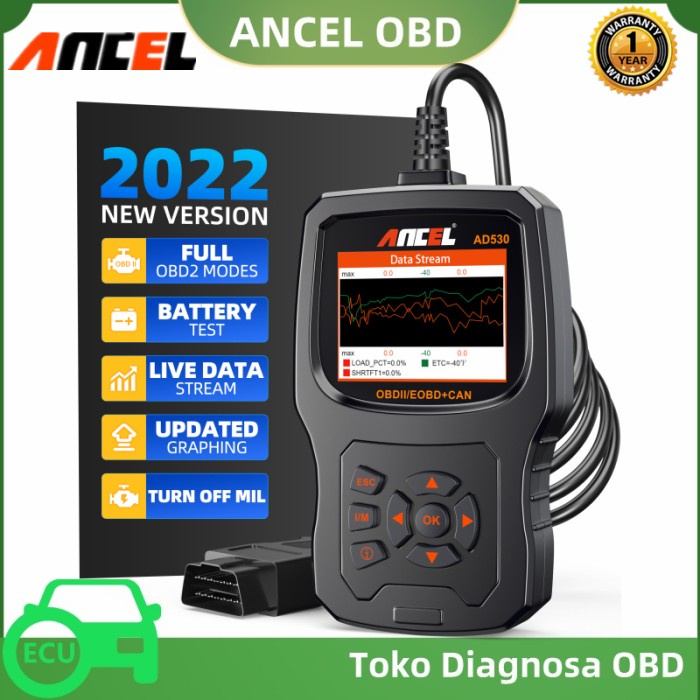 [Original] Ancel Ad530 Obd2 Scanner Mobil Universal Bahasa Indonesia Berkualitas