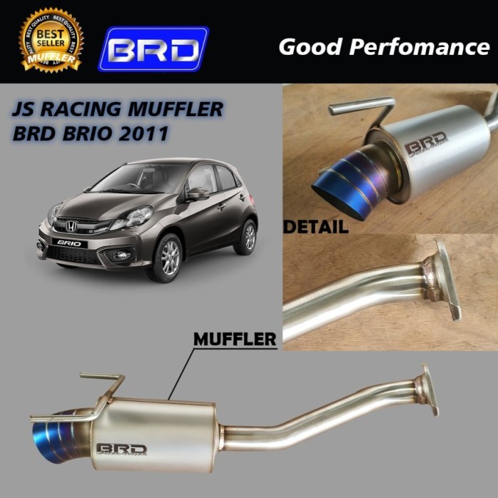 [Original] Muffler Brd Thailand Burn Tip Model Js Racing Knalpot Bolt On Brio 201 Limited