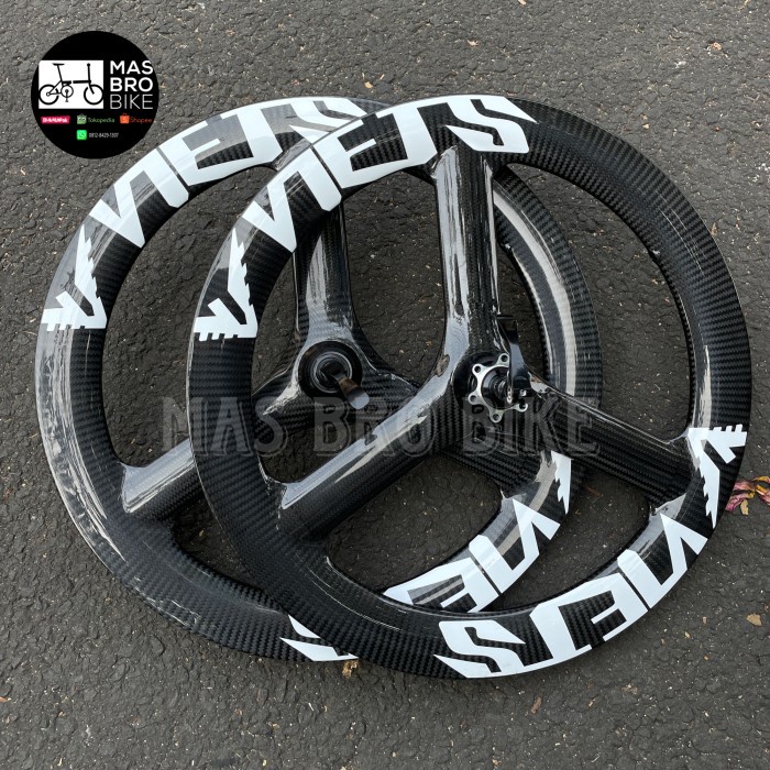 ✨Ori Wheelset Carbon Viets 3 Spoke 20 451 Discbrake 22 Berkualitas