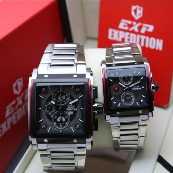 ✨Termurah Jam Tangan Couple Expedition Exp E6731 E 6731 Silver Black Original Terbatas