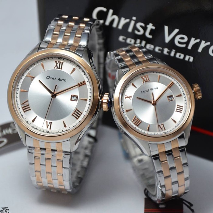 ✨Termurah Christ Verra 52205Gl-14 Silver Rosegold Couple Original Diskon